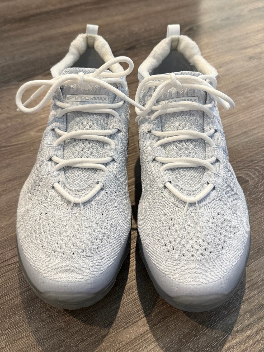Nike Men's VaporMax Knit Sneakers in Light Gray and White